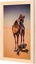 LOWHA Camel Standing on Sand Wall Art with Pan Wood framed Ready to hang for home, bed room, office living room Home decor hand made wooden color 23 x 33cm By LOWHA