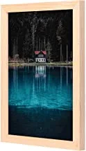لوحة حائط لووا هاوس بالقرب من البحيرة مع مقلاة خشبية مؤطرة للتعليق للمنزل ، غرفة النوم ، غرفة المعيشة والمكتب ، ديكور المنزل مصنوع يدويًا ، لون خشبي 23 × 33 سم من LOWHA