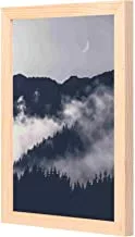LOWHA Mountain Covered With Fog Wall Art with Pan Wood framed Ready to hang for home, bed room, office living room Home decor hand made wooden color 23 x 33cm By LOWHA