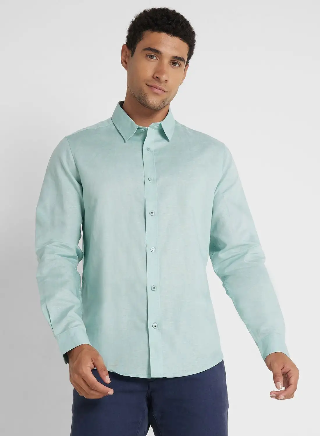 Robert Wood Long Sleeve Linen Shirt