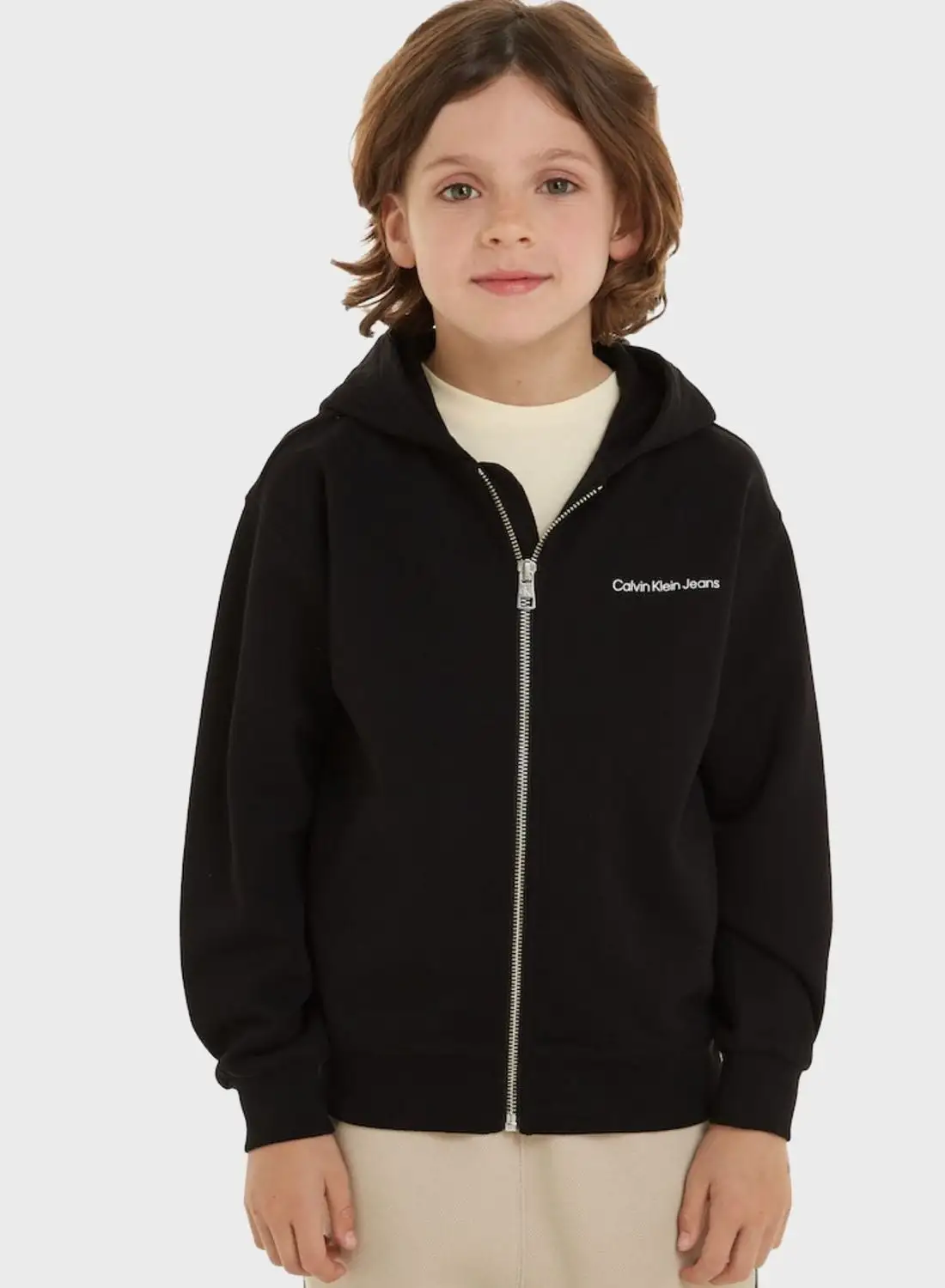 Calvin Klein Jeans Kids Logo Zip Through Hoodie
