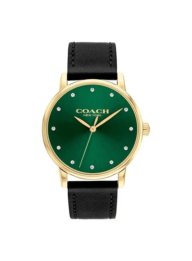 COACH Women's Analog Round Shape Leather Wrist Watch 14503972 - 36 Mm