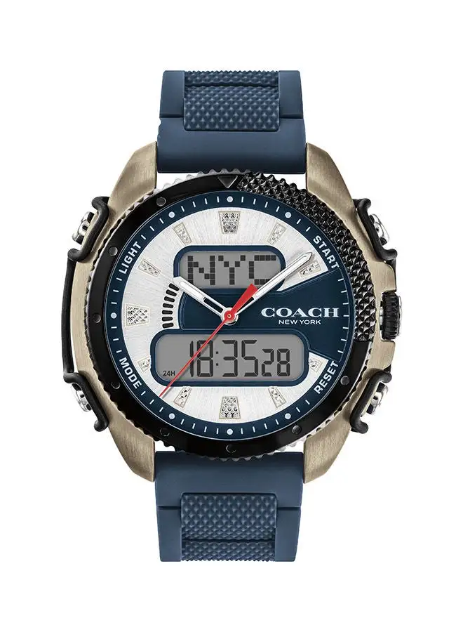 COACH Men's Analog Round Silicone Wrist Watch 14602506 - 46.5 mm