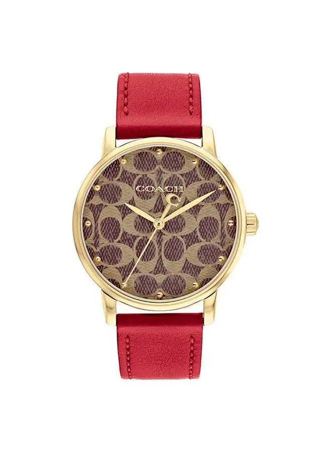 COACH Women's Analog Round Shape Leather Wrist Watch 14503874 - 36 Mm