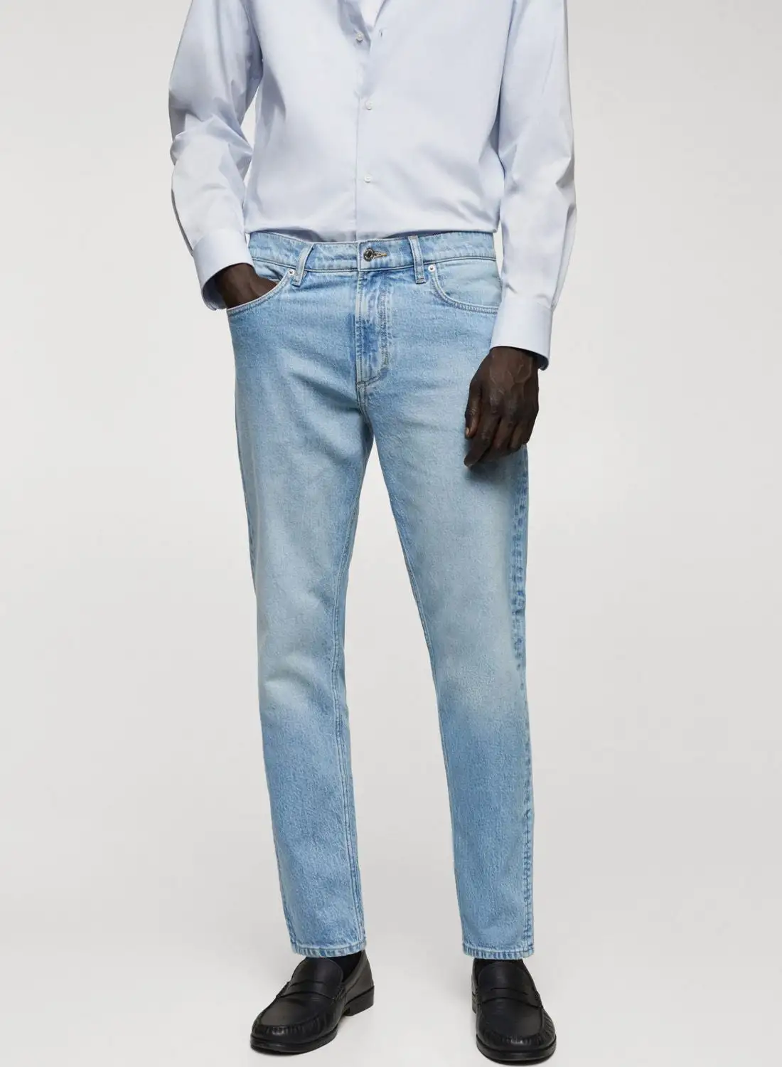Mango Man Light Wash Straight Fit Jeans