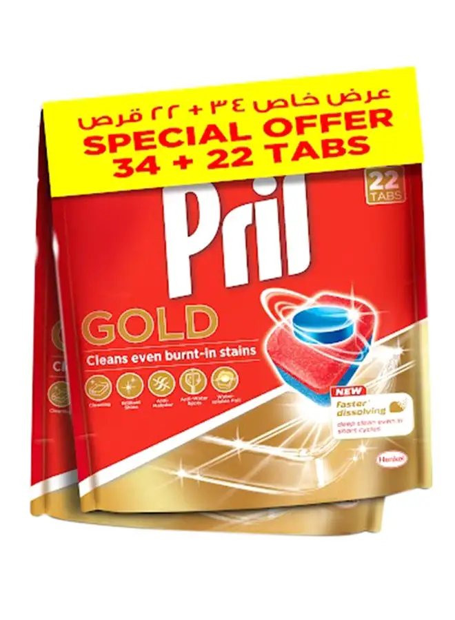 Pril Gold Automatic Dishwashing 34 + 22 Tablets Pack Of 2