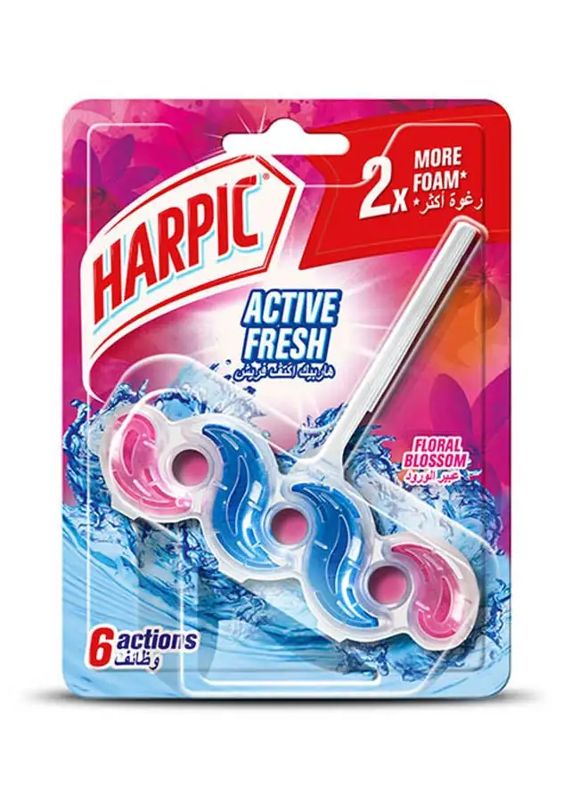 Harpic 6 Actions Active Fresh Toilet Cleaner Rim Block Floral Blossam 35grams