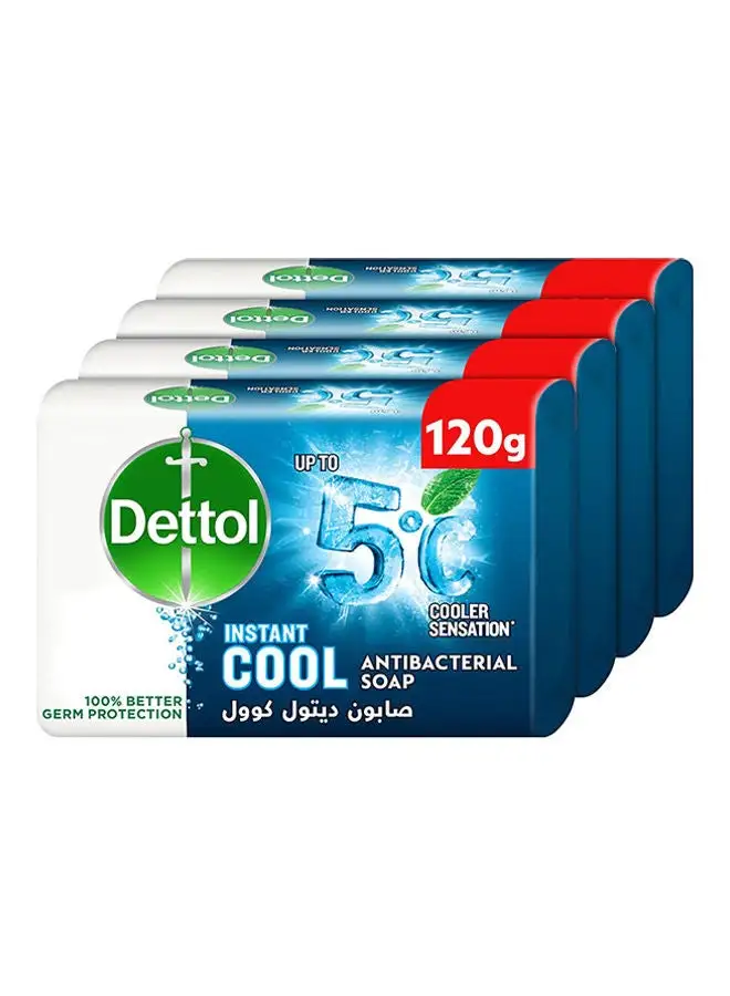 Dettol Cool Anti Bacterial Bathing Soap Bar For Effective Germ Protection And Personal Hygiene Menthol With Eucalyptus Fragrance Blue 120grams Pack of 4