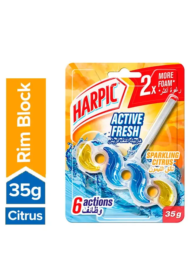 Harpic Active Fresh Toilet Block, Sparkling Citrus Multicolour 35grams