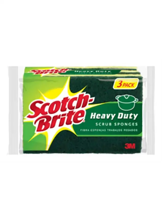 3M Heavy Duty Scrub Sponge Pack Of 3 Green