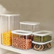 Airtight 5 pcs Storage boxes with clear lid - White
