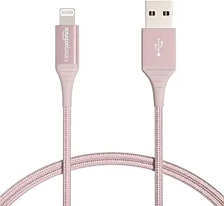 Amazon Basics iPhone Charger Cable, Nylon USB-A to Lightning, MFi Certified, for Apple iPhone, iPad, 10,000 Bend Lifespan - Rose Gold, 3-Ft