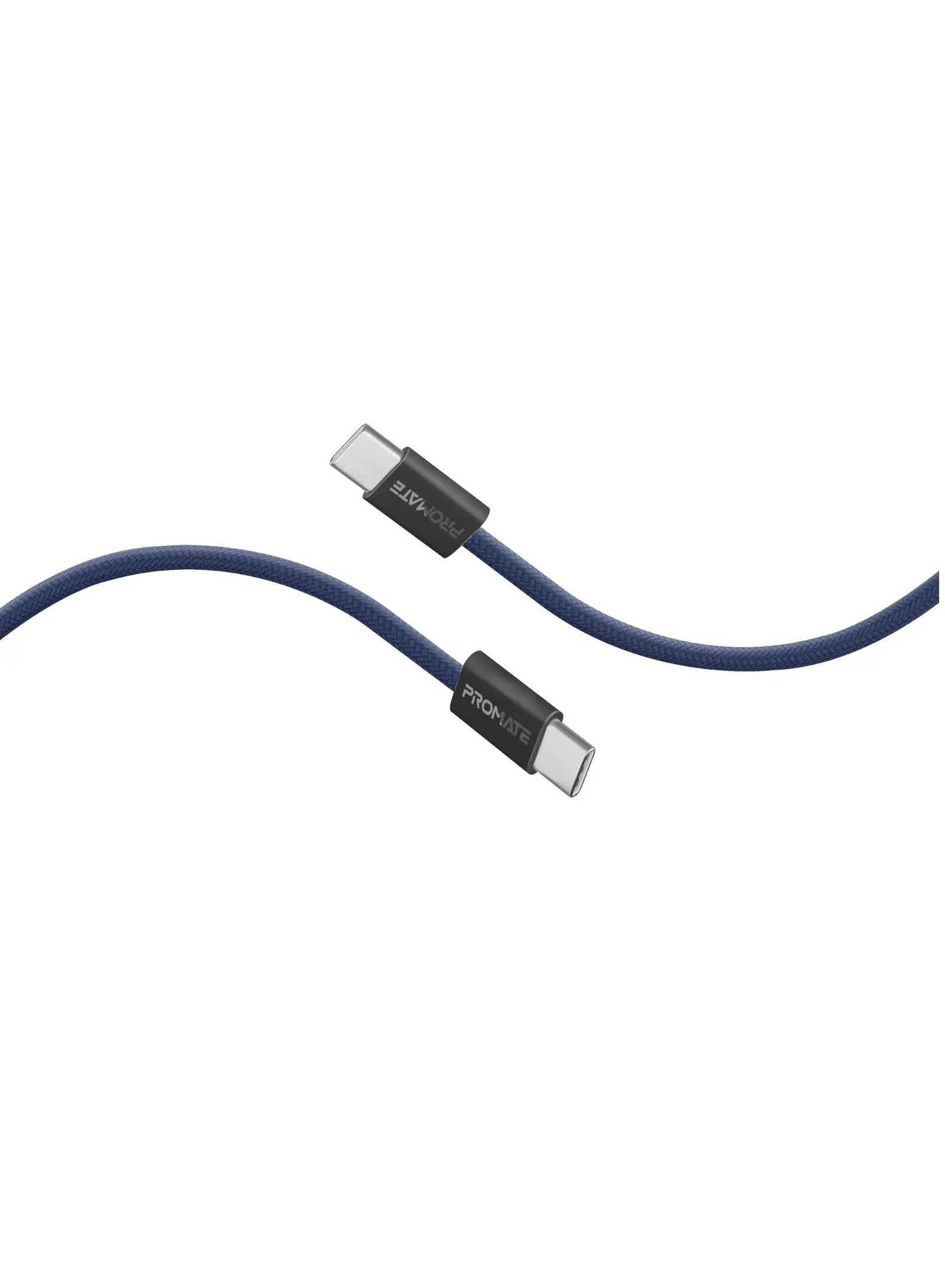 PROMATE USB-C Charging Cable, Powerful Sync Charge Type-C Cable with 60W Fast Power Delivery, 480Mbps Data Transfer and 200cm Tangle-Free Nylon Braided Cord, EcoLine-CC200 Blue