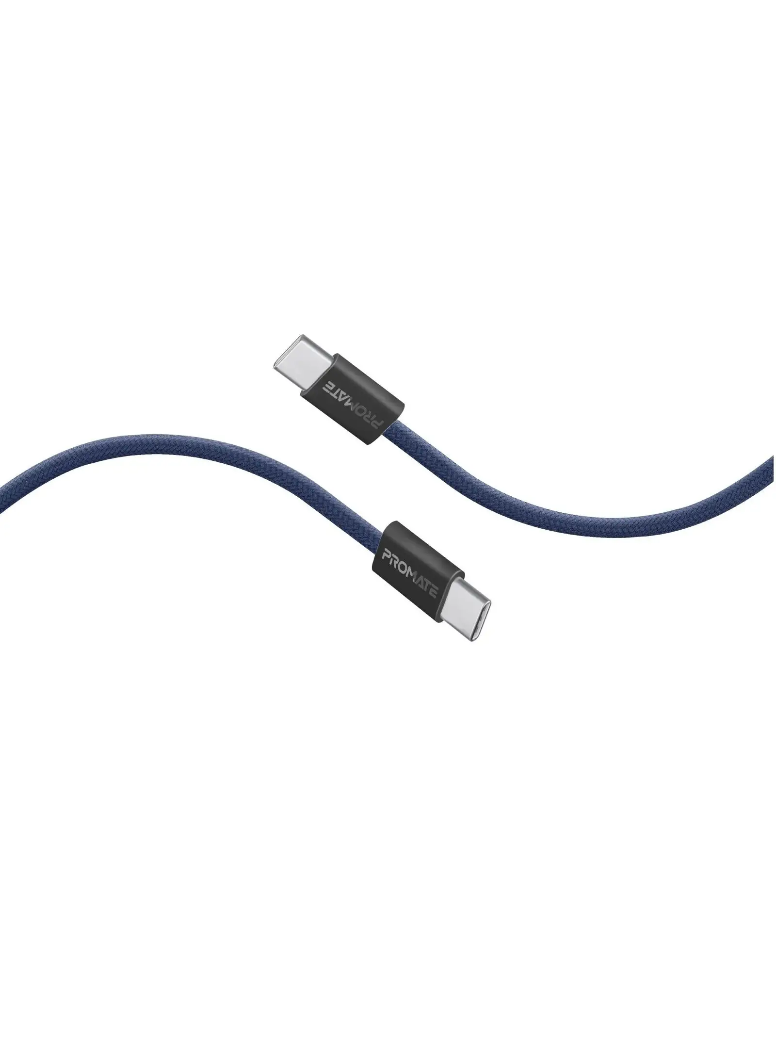 PROMATE USB-C Charging Cable, Powerful Sync Charge Type-C Cable with 60W Fast Power Delivery, 480Mbps Data Transfer and 120cm Tangle-Free Nylon Braided Cord, EcoLine-CC120 Blue