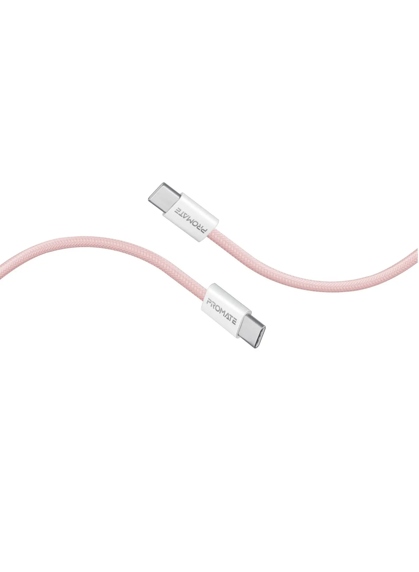 PROMATE USB-C Charging Cable, Powerful Sync Charge Type-C Cable with 60W Fast Power Delivery, 480Mbps Data Transfer and 120cm Tangle-Free Nylon Braided Cord, EcoLine-CC120 Pink