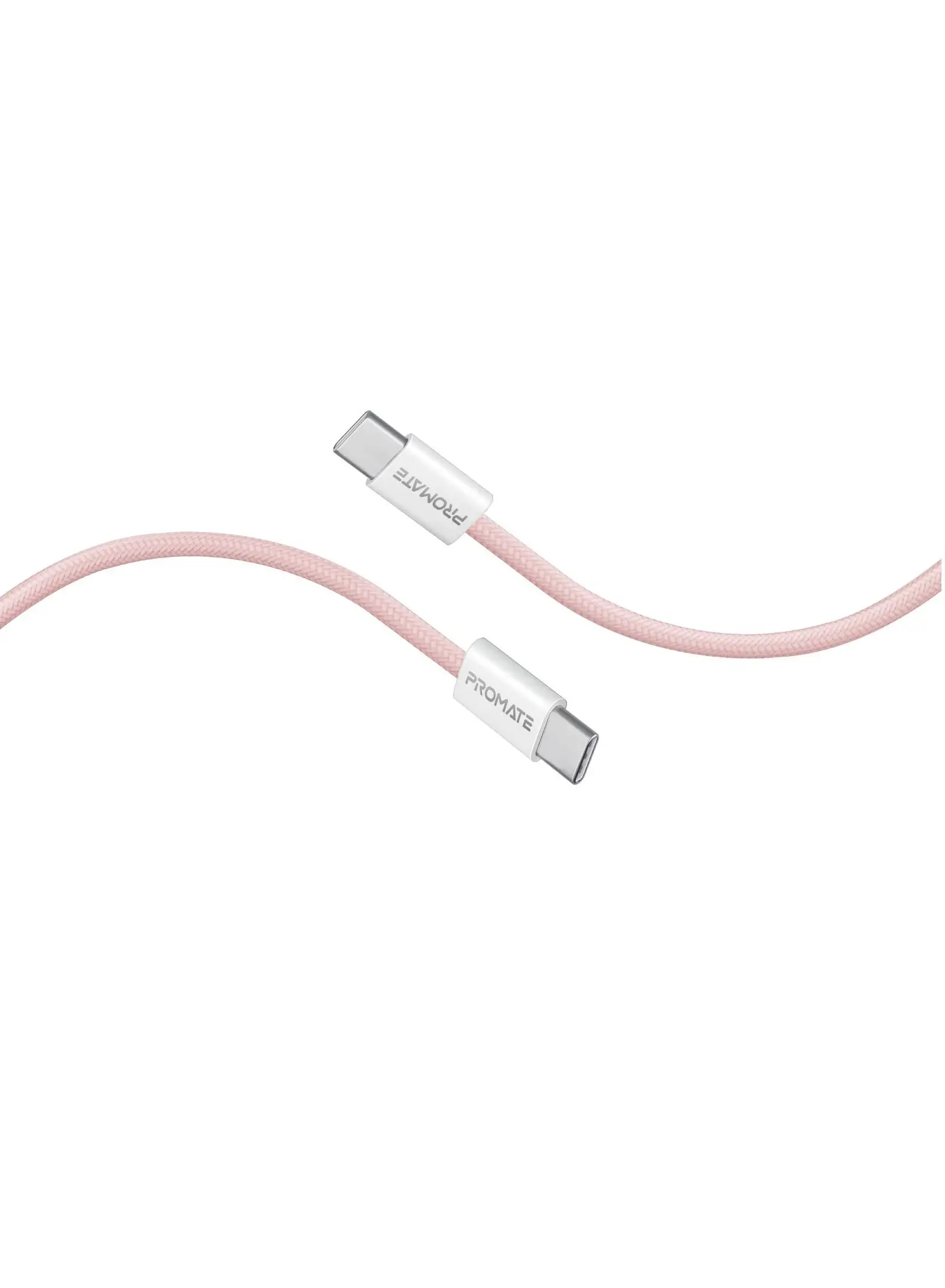 PROMATE USB-C Charging Cable, Powerful Sync Charge Type-C Cable with 60W Fast Power Delivery, 480Mbps Data Transfer and 200cm Tangle-Free Nylon Braided Cord, EcoLine-CC200 Pink