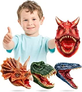 Geyiie Kids Puppets, Dinosaur Toy T-Rex Hand Puppets, Soft Dino Head Gloves for Boys Preschool Kids, Dinosaur Figures for Toddler Dinosaur Party Xmas Gifts