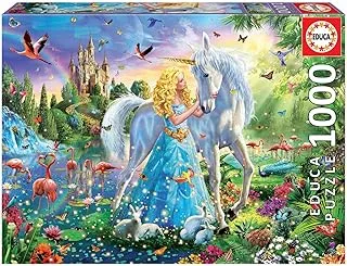 Educa - 1000 piece puzzle for adults | The Princess and the Unicorn. Includes Fix Puzzle Tail to hang it once the assembly is finished. From 14 Years (17654)
