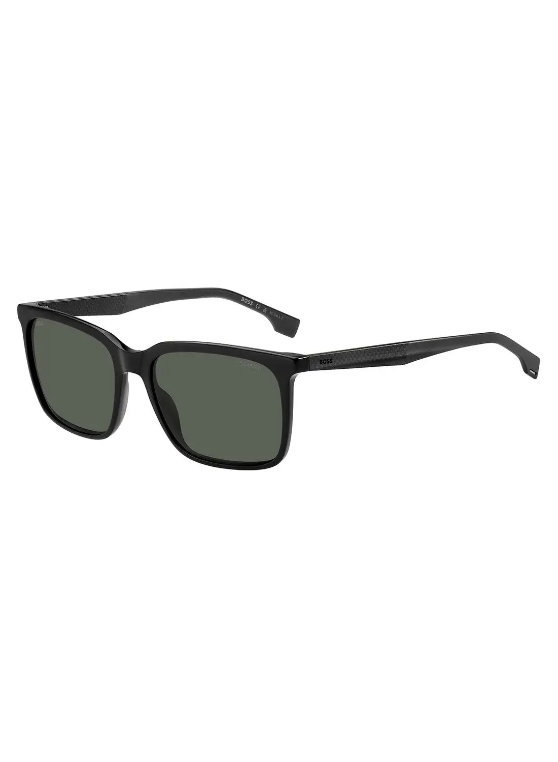HUGO BOSS Men's Polarized Rectangular Sunglasses - Boss 1579/S Black Millimeter - Lens Size: 57 Mm