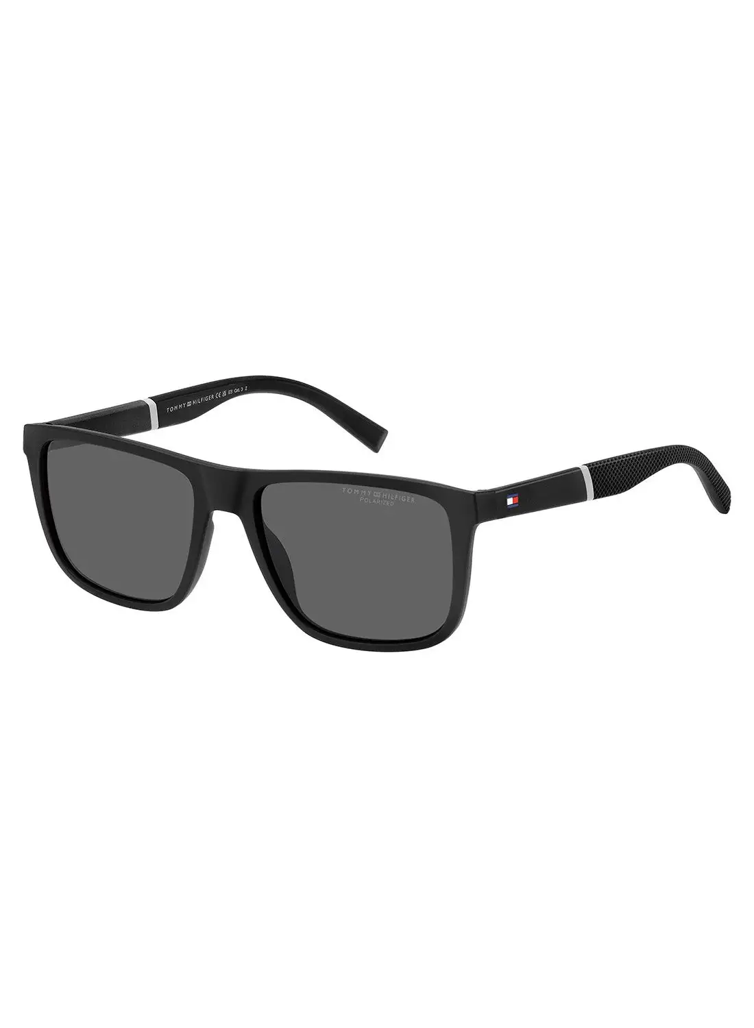 TOMMY HILFIGER Men's Polarized Rectangular Sunglasses - Th 2043/S Black Millimeter - Lens Size: 56 Mm