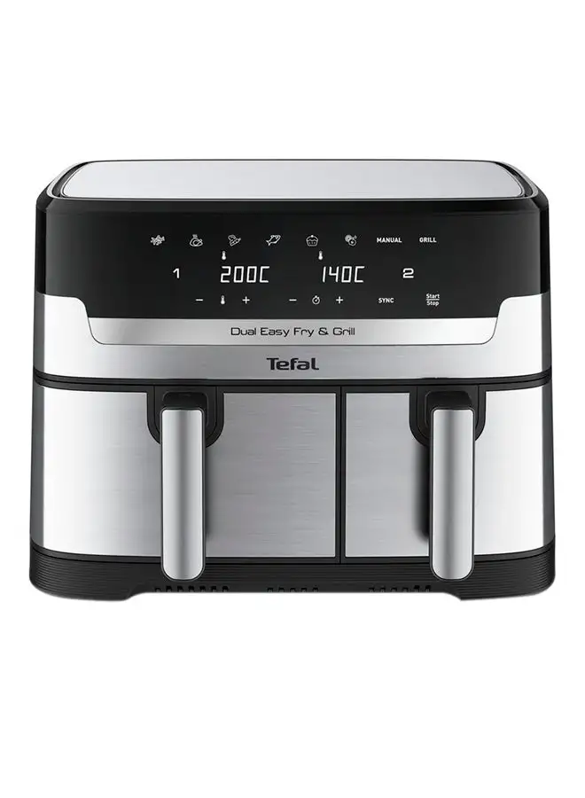 Tefal Dual Easy Fry & Grill, Dual Drawers, Combination Air Fryer & Grill, Complete Family Meal 8.3 L 1830 W EY905D28 Stainless Steel