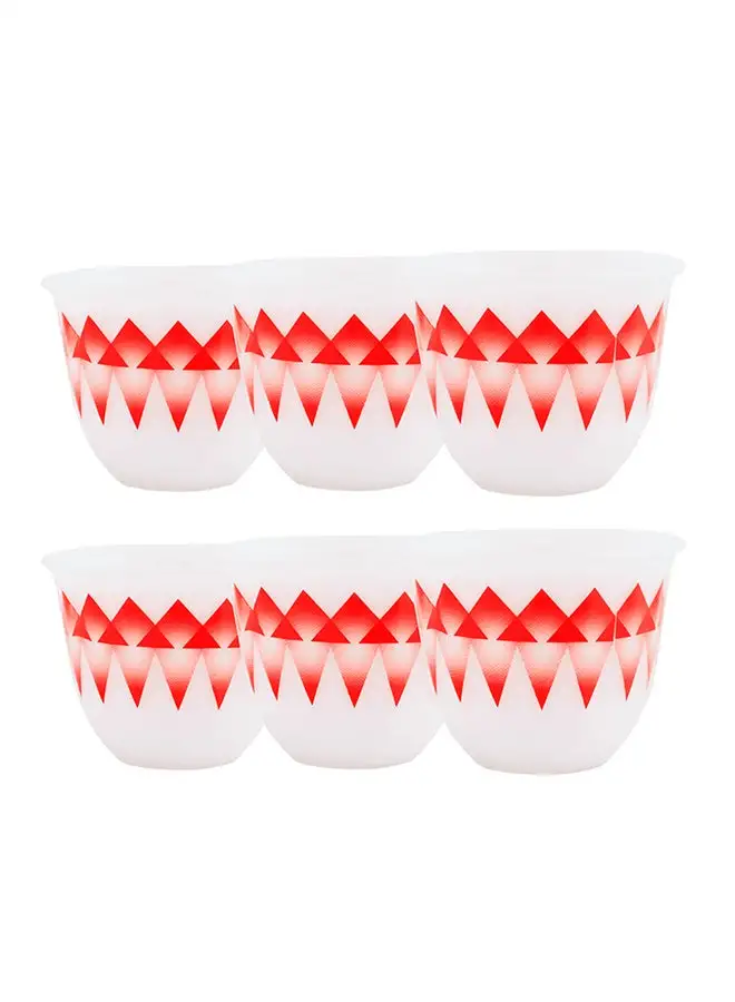Alsaif 6-Piece Gawa Cup Set White/Red 20cm