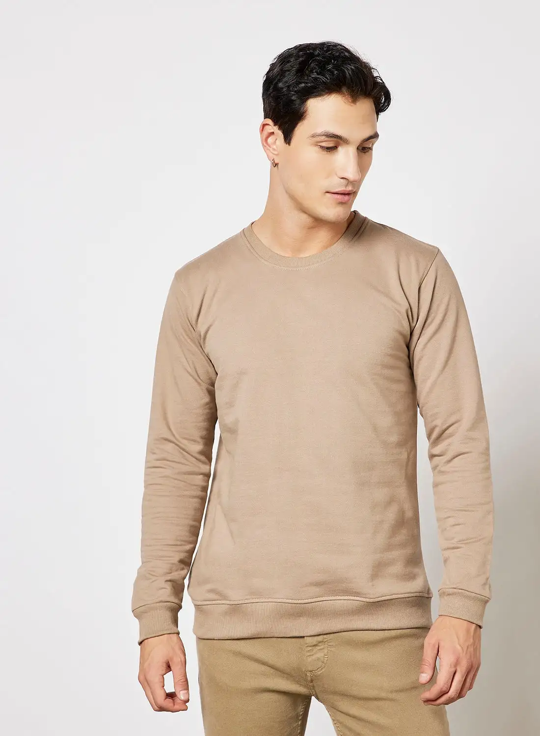 STATE 8 Basic Cotton Sweatshirt Beige