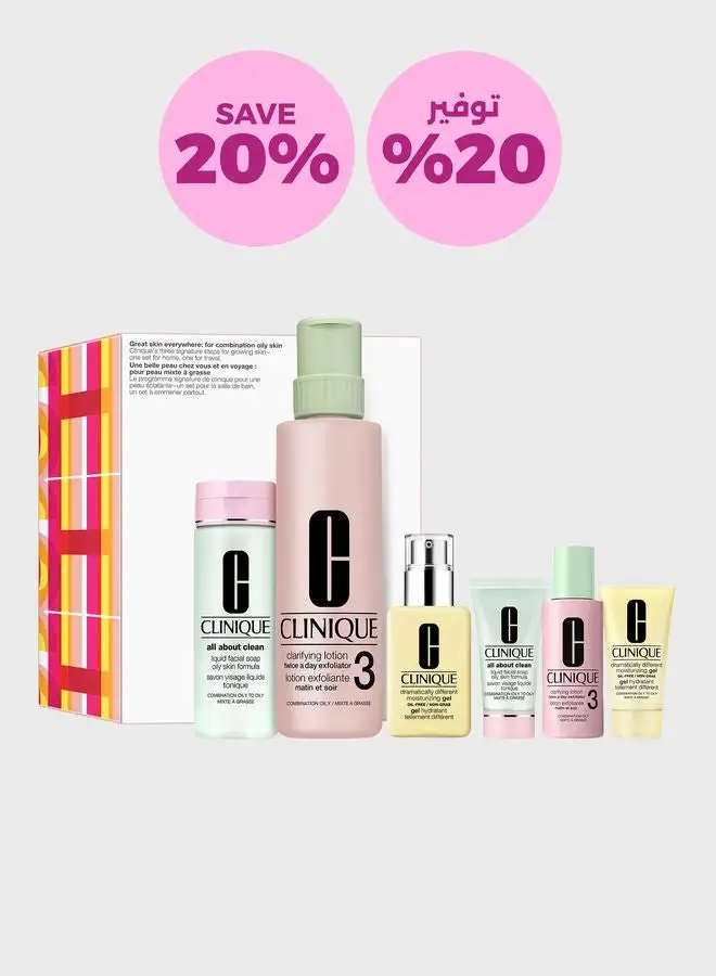 CLINIQUE Great Skin Everywhere Skincare Set: For Combination Oily Skin, Savings 20%