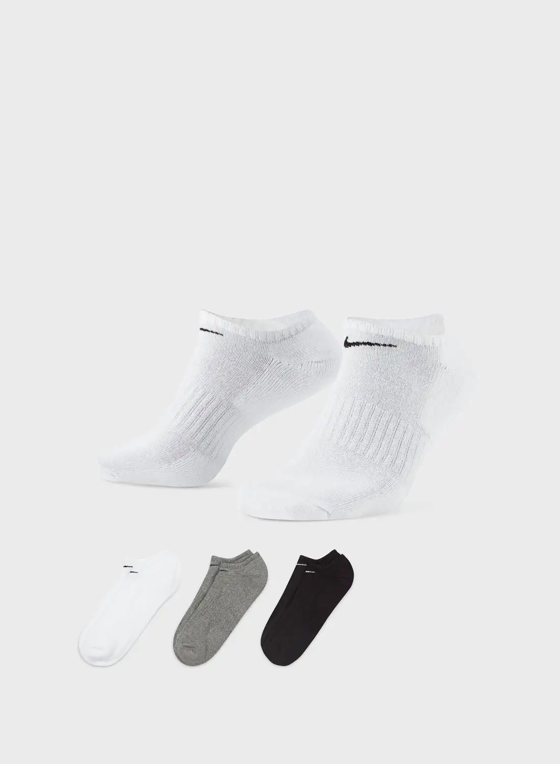 Nike 3 Pack Everyday Cush No Show Socks