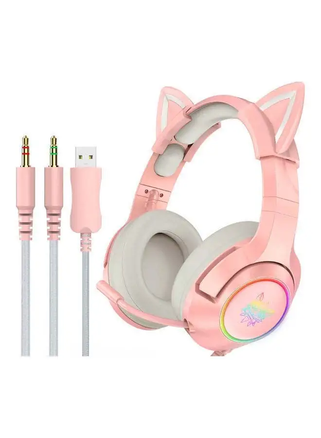 onikuma Wired Gaming Headset Removable Cat Ears Headphones with Microphone