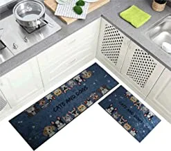 Home Concept 2-Pcs Anti-Slip Kitchen Floor Mat Multicolor 122x40Cm+60x40Cm