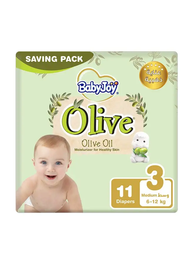 BabyJoy Olive Oil, Size 3 Medium, 6 to 12 kg, Saving Pack, 11 Diapers