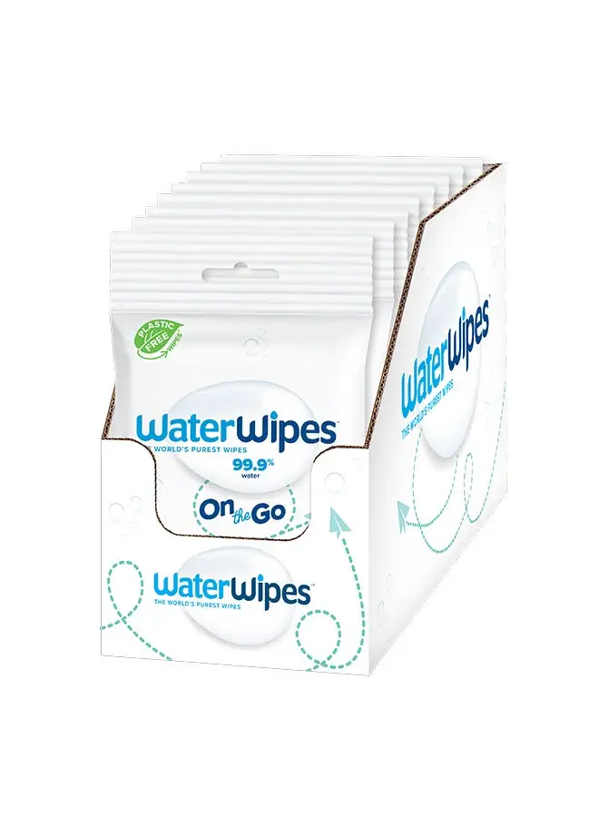 مجموعة WaterWipes مكونة من 30 منديلًا مبلّلًا خاليًا من البلاستيك للاستخدام أثناء التنقل، عدد 300