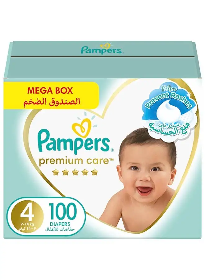 Pampers Premium Care Taped Diapers Size 4 Mega Box 100 Count