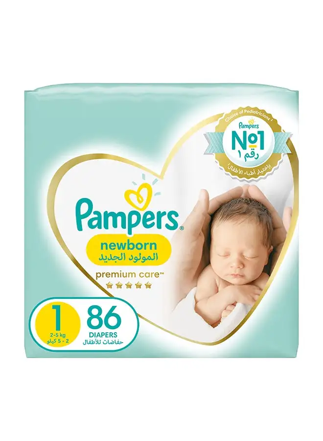 Pampers Premium Care Taped Diapers Size 1 Jumbo Pack 86 Count