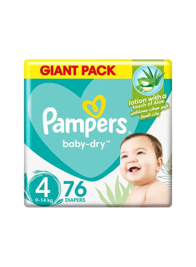 Pampers Aloe Vera Taped Diapers Size 4 Giant Pack 76 Count
