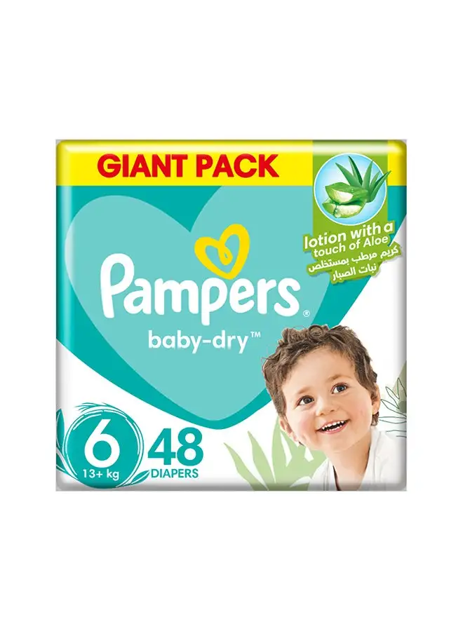 Pampers Aloe Vera Taped Diapers Size 6 Giant Pack 48 Count