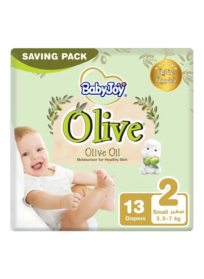 BabyJoy Olive Oil, Size 2 Small, 3.5 to 7 kg, Saving Pack, 13 Diapers