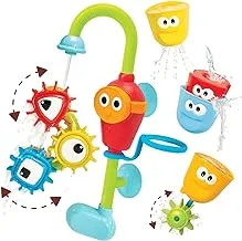 ألعاب الحمام من Yookidoo (للأطفال الصغار 1-3) - Spin N Sort Spout Pro - 3 أكواب قابلة للتكديس وخرطوم وصنبور وأكواب شفط دوارة لمتعة وقت الاستحمام للأطفال