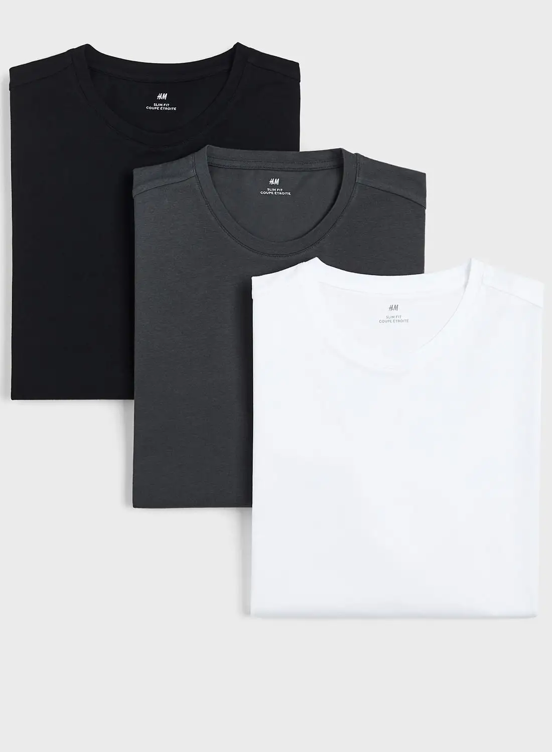 H&M Essential 3 Pack Slim Fit T-Shirt