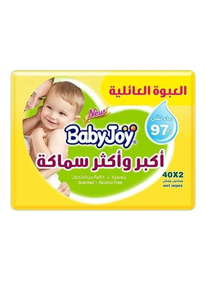 BabyJoy Thick And Large Wet Wipes, Scented, Family Pack, 80 Wipes