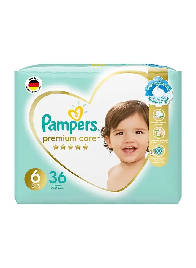 Pampers Premium Care Taped Diapers Size 6 Jumbo Pack 36 Count