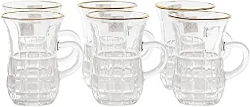 Alsaif Gallery 6 Piece Gold Line Glass Hand Tea Pail Set