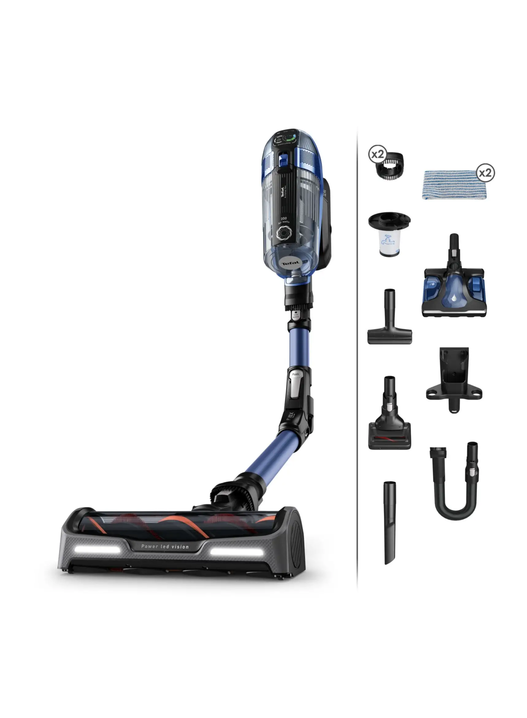 Tefal Vacuum Cleaner | X-Force Flex 12.60  Vacuum Cleaner Cordless | Aqua Model | Long-Lasting Battery Up to 45 minutes | 2-in-1 Mopping and Vacuuming | Flex Tube System | 2 Years Warranty 150 W TY98C0HO Blue