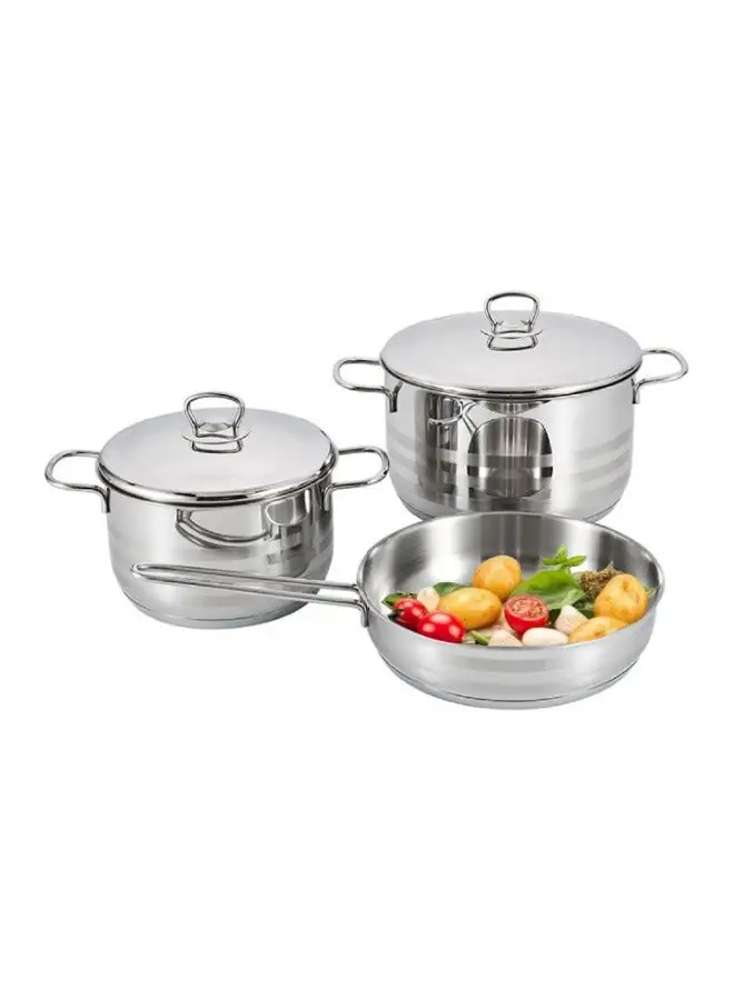 mister cook 5-Piece Stainless Steel Cookware Set, Glass Lid, Silver Color