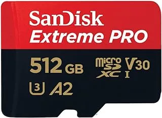 SanDisk 512GB Extreme PRO microSDXC card + SD adapter + RescuePRO Deluxe, up to 200MB/s, with A2 App Performance, UHS-I, Class 10, U3, V30, Black