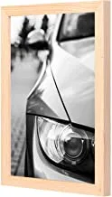 LOWHA close-up bmw head light Wall Art with Pan Wood framed Ready to hang for home, bed room, office living room Home decor hand made wooden color 23 x 33cm By LOWHA