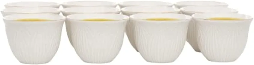 Alsaif Gallery Gold Line Engraved White Porcelain Coffee Cup Set 12pcs