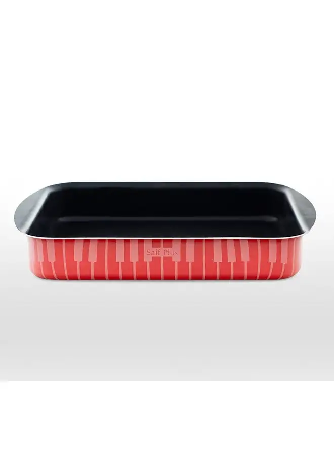 Saif Plus Saif Plus Rectangle Baking Oven Tray Nonstick With Flat Bottom Suitable For Oven Black/Red 30X25,35X28,42X28 cm