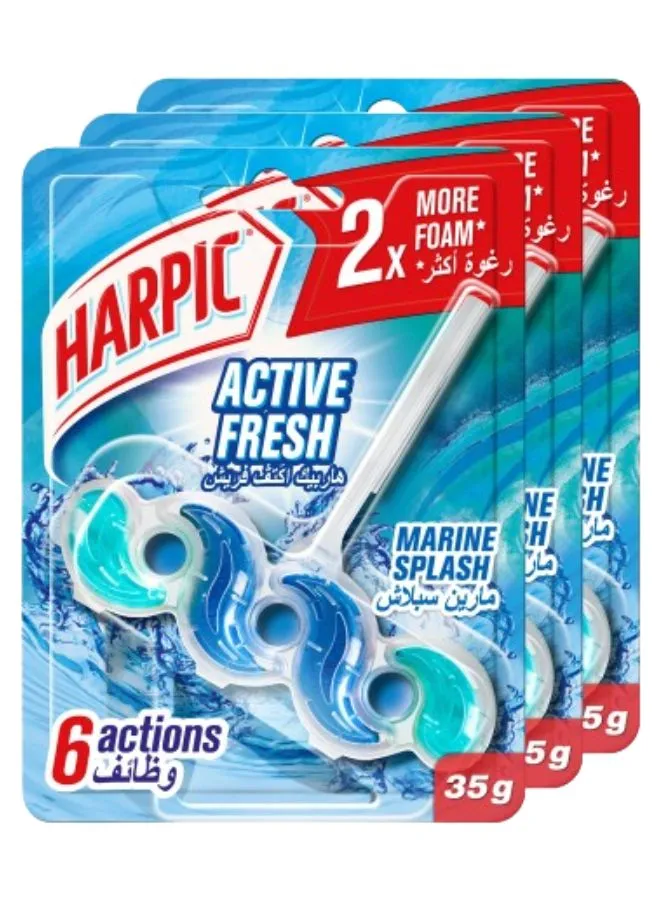 Harpic Active Fresh Toilet Block Marine Splash Pack Of 3 Multicolour 35grams